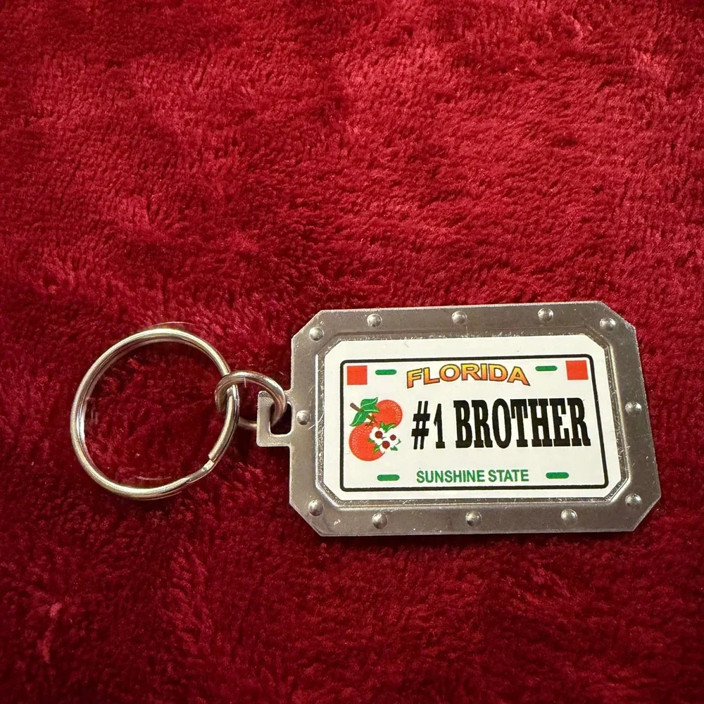 Florida Sunshine State‎ #1 Brother Keychain Silver Tone License Plate Souvenir